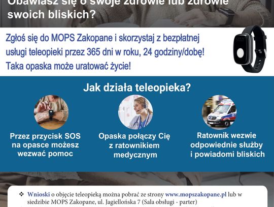 teleopieka, wnioski o objęcie teleopieką, opaska, opaska która może uratować życie, seniorzy, przycisk sos,