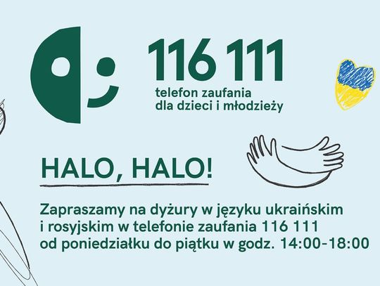 telefon zaufania dla dzieci i młodzieży, 116111, dyżury w języku rosyjskim i ukraińskim