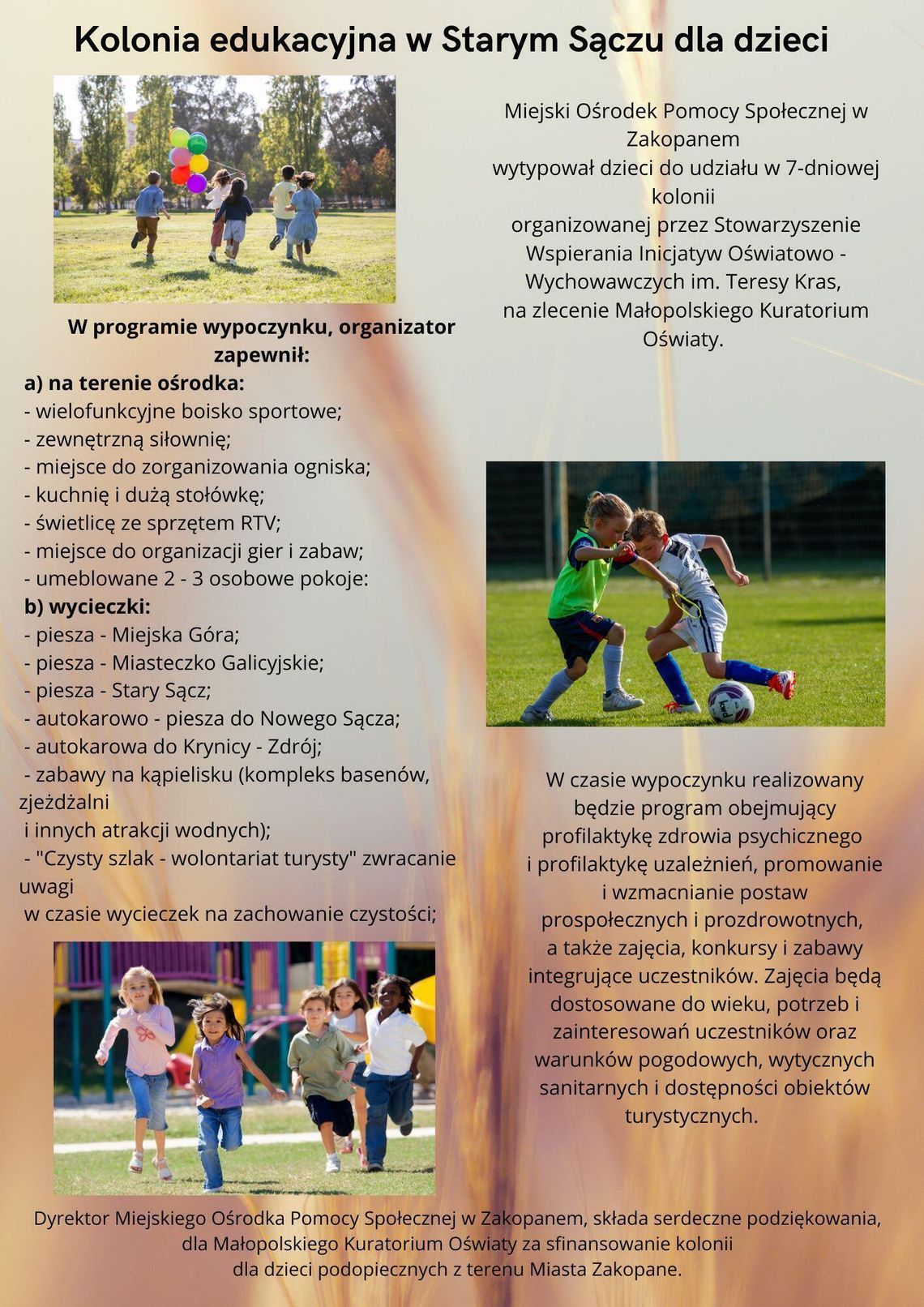 Kolonia edukacyjna w Starym Sączu