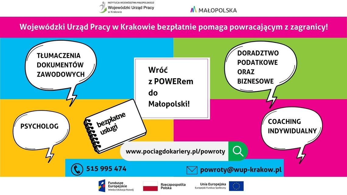 Wojewódzki Urząd PRacy, Wróc z Powerem, doradztwo, bezpłatne usługi, konsultacje